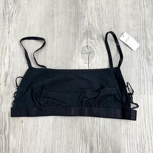 Aerie Lace Up Sides Square Neck Bra Black NWT size Medium